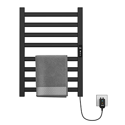 SXKJ Toallero calefactado, Calentador de Toallas eléctrico de Pared para baño, tendedero termostático de Fibra de Carbono con Temporizador LED.