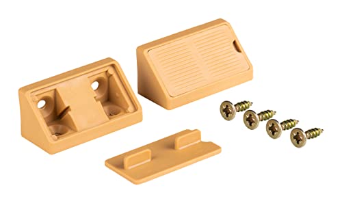 ALUSFERA Winkelverbinder Doppelter Set 20/40 x - Möbelverbinder - Schrankverbinder - Bauwinkel - Korpusverbinder Mit Abdeckklappe - Rückwandverbinder mit Schrauben - Ahorn Cover