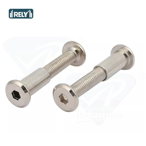 Image of Rely⇒VP INDUSTRIES (Combo Set -15 Pcs) M5x10 mm Allen JCB Screw with M5x10 JCB Female Sleeve Nut With Allen Key 1 Pc | Fastener for Joining Wood Boards, Cabinets, Cupboards, Chairs & Beds