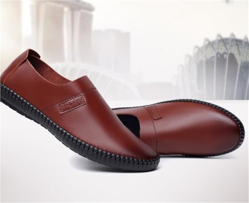 Mens Loafers Shoe Genuine Leather Round Toe Soft Breathable Slip Resistant Flat Heel Comfortable Classic Fashion Slip-ons3