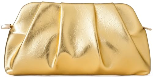 Image of Evening Bag for Women Ruched Clutch Purse Detachable Metal Chain Crossbody Bag