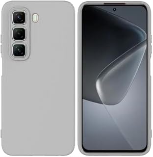 جراب سيليكون متوافق مع هاتف انفينكس هوت 50 (4G) ، مصنوع من جل السيليكون الناعم والمطاط مضاد للصدمات بلمسة نهائية غير لامعة وبطانة داخلية من القماش (رمادي فاتح)