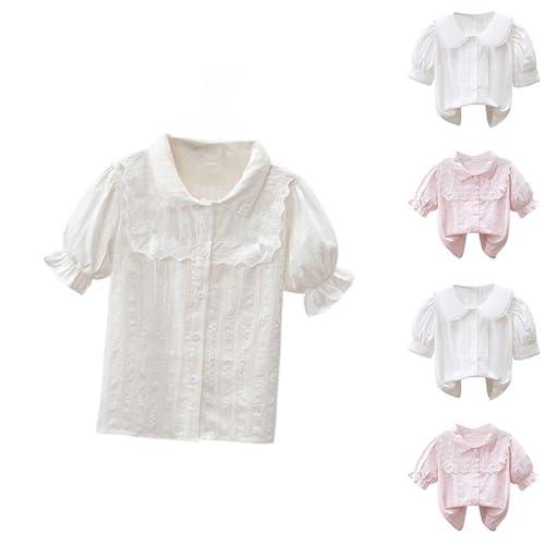 Little Girls Summer Tops with Cute Collar Trendy Blouse Toddler Casual Party Dressy Shirt Size 3-13 Years4