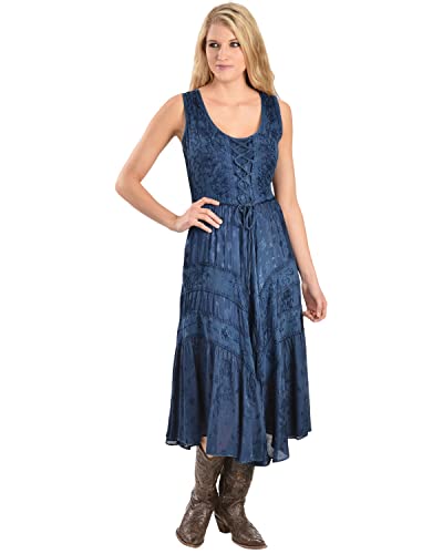 Scully Women's Lace-Up Jacquard Dress Blue Medium #TOP18