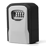SRYIIU 4-Digit Combination LockBox, Wall Mounted-Key Lock Box Police Approved Key Safe Box Outdoor (Grey)