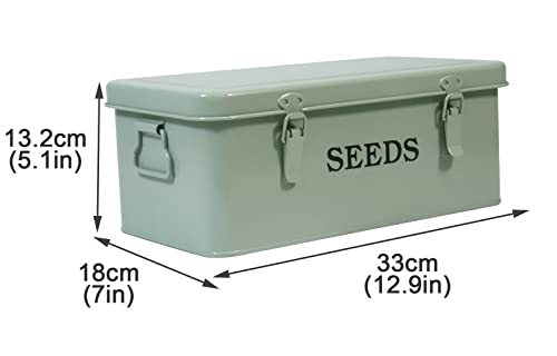 Saatgut Aufbewahrung Garten Samen Paket Organizer Metall Saatgutaufbewahrung mit Deckel Saatgut Aufbewahrungsbox 33×18×13cm Umweltfreundliches Gartengeschenk Armee Grün Vintage Organizer Saatgut-Boxen