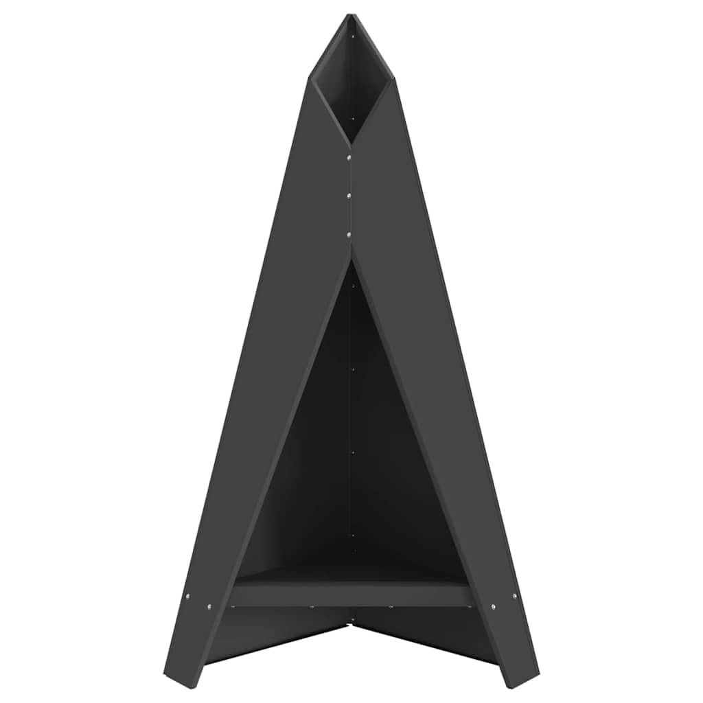 Feuerstelle Schwarz Stahl 58 x 40 x 100 cm rechteckig für Garten Terrasse Outdoor mit großer Kapazität und hitzebeständig für gemütliche Wärme und stilvolle Atmosphäre im Außenbereich