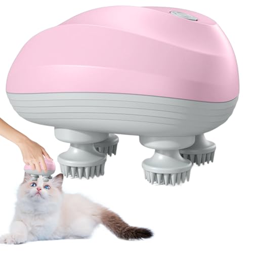 LYPPUL Elektrisches Kopfmassagegerät, Katzen Massagegerät, Kopfmassage Elektrisch, Kopfhaut-Massagegerät IPX7 Wasserdicht, 6 Modi, 4 Köpfe,...