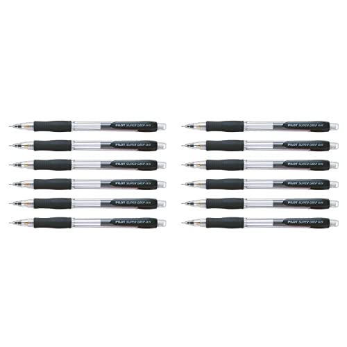 Porte-mine 0,5 mm Pilot Supergrip H185 en lot de 12 stylos noirs rechargeables avec grip