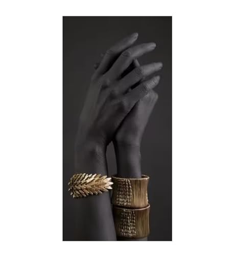 Peinture sur toile de luxe mains noires et or pour design haut de gamme