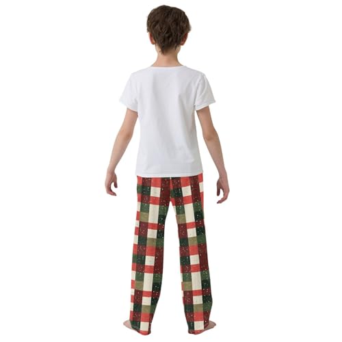 Boys' Pants Christmas Checkered Long Bottoms Jogger Pants Elastic Waist Trousers with Pockets S-XL3