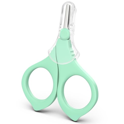 Baby Nail Scissors, Infant Nail Clippers with Safety Round Tip, Toddler Nail Clipper, Newborn Fingernail Cutter with Protective Cap, Nail Clippers for Baby Care Shower Gift