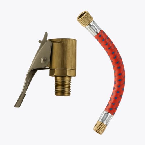 Manovella Connecteur de levier - Connecteur rapide Michelin pour valve de voiture (Schrader) avec tuyau d'extension (13 cm) - Adaptateur de valve de pneu en laiton - Adaptateur de compresseur - 20