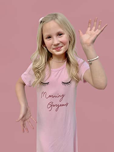 Arshiner Girls Nightgowns Short Sleeve Cute Cartoon Print Pajama Sleep Dress For Kids Button Down Nighties #TOP3