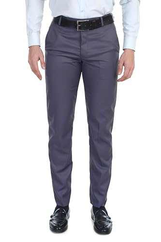 Image of Men's Stretchable Solid Plain Formal Trousers - Regular Fit Stylish Pants for Office & Party, Fashionable Dress Trousers for Men