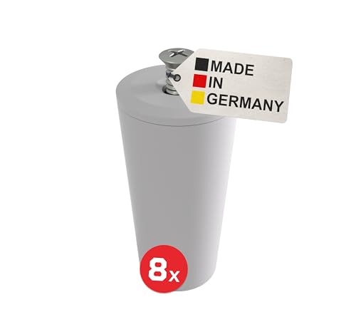 BAUHELD Rolladen-Stopper 40mm [8 Stück] - Made in Germany - Aussen-Rolladen Anschlagpuffer aus Kunststoff - Rollladen Anschlagstopper inkl. Schrauben - Passend auf Rolladenpanzer Lamellen - Hellgrau