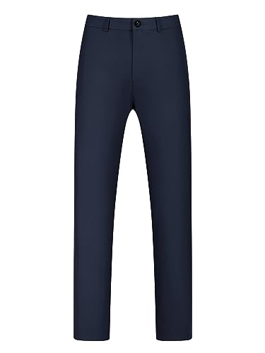 Lars Amadeus Dress Pants for Men's Big and Tall Flat Front Business Office Chino Trousers
