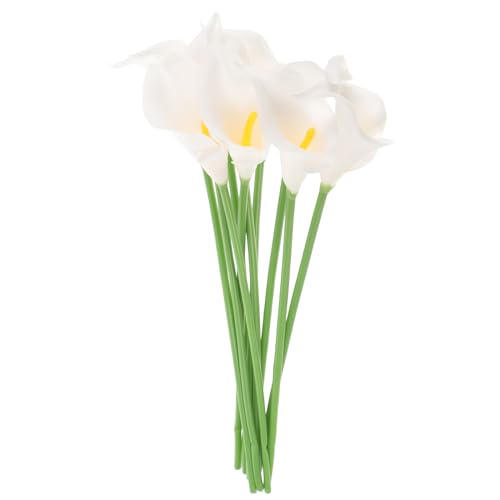 Artibetter 10pcs for White Office Calla Artificial Touch- Flower Elegant Lily Lilies Fake Home Peace Plant Touch Real Flowers Bouquet Garden Lilies- Party Arrangement Center Cream Bouquets