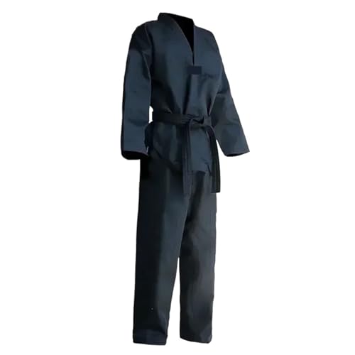 QuxetlRyz Uniforme de kárate Adultos niños Hombres Mujeres Negro Blanco Taekwondo Uniforme Ropa de algodón Conjuntos Trajes de Karate(Black,XXS)