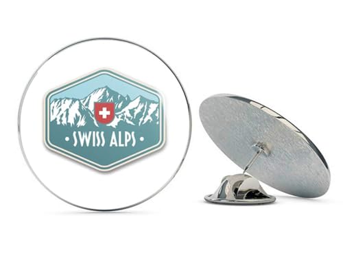 Swiss Alps Switzerland Round Metal 0.75" Lapel Pin Hat Shirt Pin Tie Tack Pinback2
