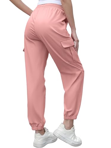 Image of Cromoncent Girls&Womens Cargo Pants Elastic Waist Lightweight Outdoor Jogger Pants, 6 Years - XX-Large