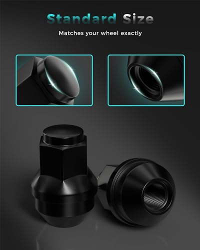 ZOFFI 24pcs M14x1.5 One-Piece Black OEM Factory Style Large Acorn Seat Lug Nuts Replacement for 2015-2020 Ford F150 Expedition Lincoln Navigator Factory Wheels