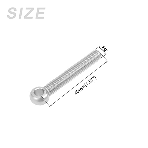 Image of METALLIXITY Shoulder Swing Lifting Bolt (M8x50mm) 2Pcs, 304 Stainless Steel Eye Bolts - for Home Renovation, Pipeline Gate Valves Fasteners, Silver