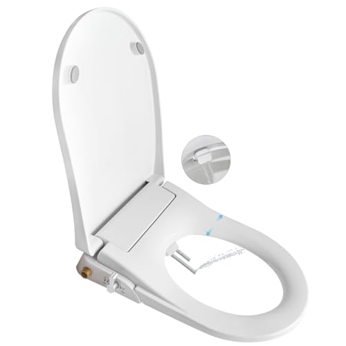 Asientos de bidé de inodoro no eléctricos con boquillas dobles autolimpiables separadas, limpieza trasera y femenina, pulverizador de agua natural, asiento de inodoro de cierre suave, bidé de inodoro
