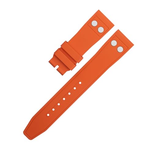 Jazoxy Correa de reloj de goma FKM natural fluororubber de 20mm con remache para IWC Big Pilot Mark Portugieser pulsera suave(Orange,20MM)