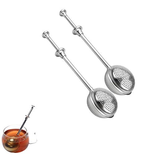 MKLDGN Varita Espolvoreadora De Panadero, Tamizador De AzúCar Glas, Infusor De Té, Forma EsféRica De Acero Inoxidable con Mango Largo Y Malla Fina, para Hornear/AzúCar/Té/Harina/Especias-A