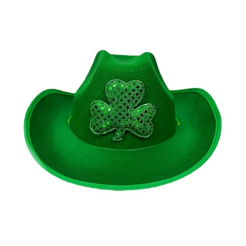 Chapeau à bord large vert style irlandais et bob de pêcheur imprimé femme
