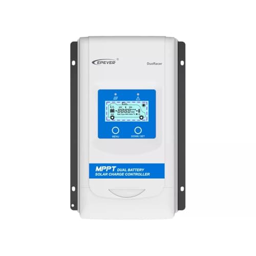 EPEVER® 30A Regolatore di Carica MPPT a Doppia Batteria 12V/24V Automatico con Display LCD per Camper barca Rimorchio adatto a Batterie Sigillate, al Gel, Allagate, al Litio - DR3210N