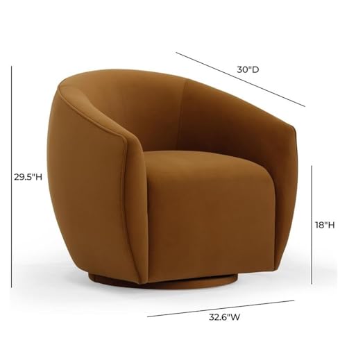 Sillón giratorio de terciopelo marrón suave miniatura 3