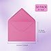 Divguf A7 Hot Pink Envelopes - 50 Pack V-flap Water Gummed 5x7 Envelope Gift Card for Wedding Baby Shower Birthday, Invitation Envelopes Set, 7.25x5.25 Inch(Hot Pink)