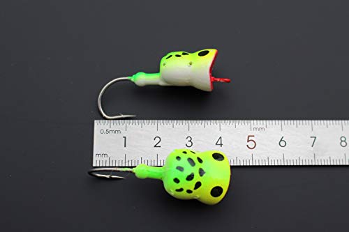 Tigofly 6 Pcs/Lot Hard Foam Head Hooks Green Frog Uv Popper Topwater Floating Pike Bass Fly Fishing Tying Materials Flies Lures #TOP1