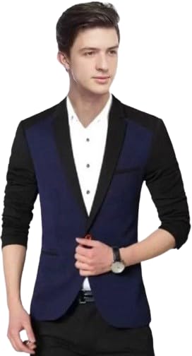 humjoli Men's Single Breasted Blazer for Casual, Formal, Party, Festive, Wedding, Navy Blue and Black-picture-22