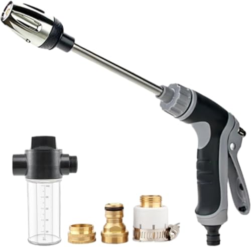 Powerjet Wasser Power Jet Hochdruckpistole Hochdruckdüse für Gartenschlauch Water Blitz Hochdruckreiniger Reinigungsspritze Hochdruckreiniger Pistole für Garten Bewässerung Autowaschanlagen (Grau)