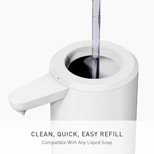 Image of simplehuman Liquid Sensor Pump with Caddy, 9 oz Automatic Soap Dispenser for Kitchen and Bathroom, Touchless Motion Sensor, Variable Dispense, Rechargeable, High-Grade White Steel