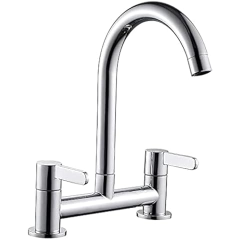 Gpoty Chrome Kitchen Mixer Tap with Dual Lever Cover