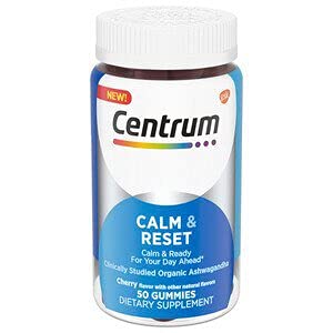 Centrum Calm & Reset, Calm Gummies with KSM-66 Ashwagandha, Vitamin B12 and Vitamin B6 Adult Gummies 50 ct