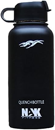 NAK Fitness Quench Bottle Flip Top Lid 32oz. Double Wall Vacuum Insulated Water Bottle. Premium Grade Insulated Stainless Steel Water Bottle. BPA Free