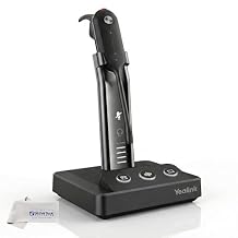 Yealink WH63 Wireless Headset - Seamlessly Switches from Telephone Mode to PC, Noise-Canceling Boom Mic, Charging Stand, Certified for Zoom & Teams, 8 Hours of Talk Time, Global Teck Microfiber