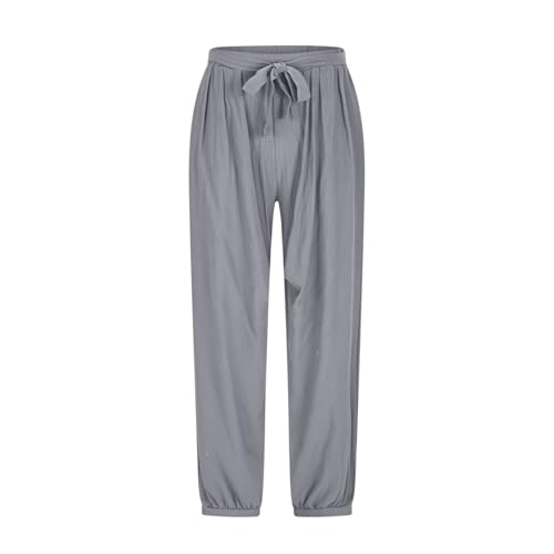 Men's Casual Linen Pants Elastic Waist Drawstring Beach Summer Wide Leg Lounge Pants Lightweight Linen Trousers Loose4