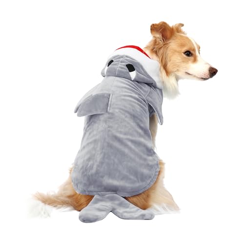 NACOCO Halloween Pet Shark Costume - Dog Cute Clothes Hoodie Cat Warm Outfit Coat Apparel for Small Medium Large Dogs and Cats (Grey, 2XL) - image 1