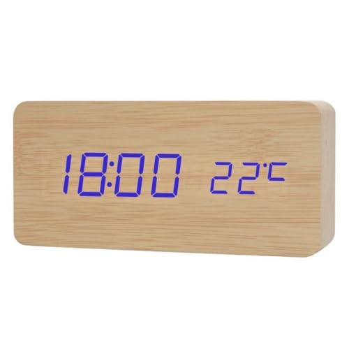 OGXN 影時計 目覚まし時計 電波時計 木製置き時計 投影デジタル時計 木製 木目調 木目デザイン 北欧風 オシャレ おしゃれ 静音設計 多機能 180° 調整可能 壁投影 天井投影 LED 時間表示 大画面 アラーム機能 明るさ調整 温度表示 湿度表示