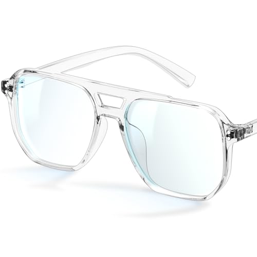 Image of livho Retro Aviator Blue Light Blocking Glasses for Women Men with Soft Case, Trendy Rectangle Computer Eyeglasses