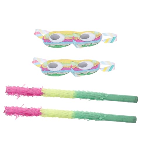 Piñata d'anniversaire enfants : lot de 2 kits de bâtons et lunettes colorées pour fête