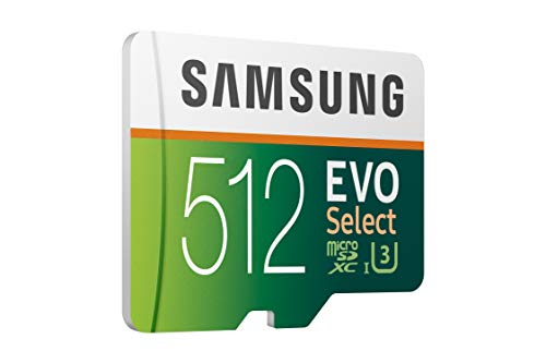 Samsung EVO Select 512 GB microSD 100 MB/s, velocidad Full HD & 4K UHD tarjeta de memoria incluye adaptador SD para…