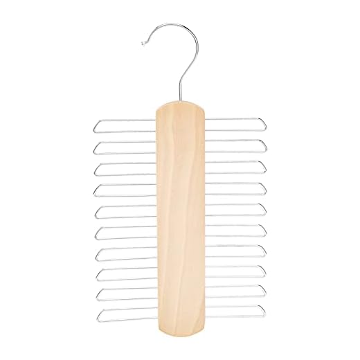 Amazon Basics 20 Bar Wooden Tie Hanger & Belt Rack - Natural, 2-Pack