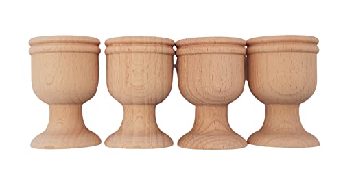 PnL Eierbecher Set aus unbehandeltem Buchenholz | 4 Stück Eierhalter Holz | Eierständer in Handarbeit hergestellt | Küchen-Zubehör praktisch | Eihalter für Frühstückstisch | Ostern | Geschenkidee